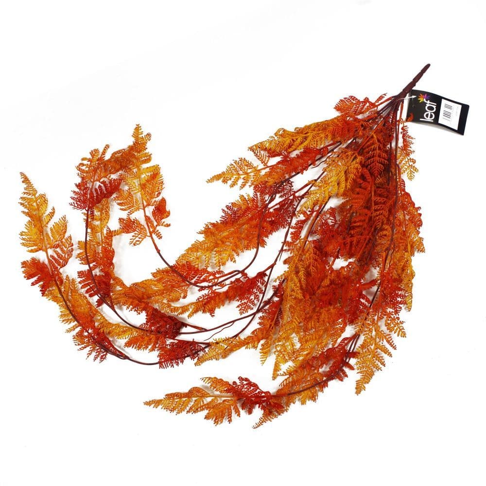 image-6 x 100cm Artificial Hanging Maidenhair Fern Plant Autumn Orange