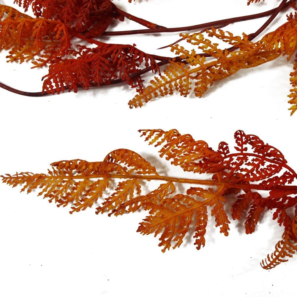image-6 x 100cm Artificial Hanging Maidenhair Fern Plant Autumn Orange