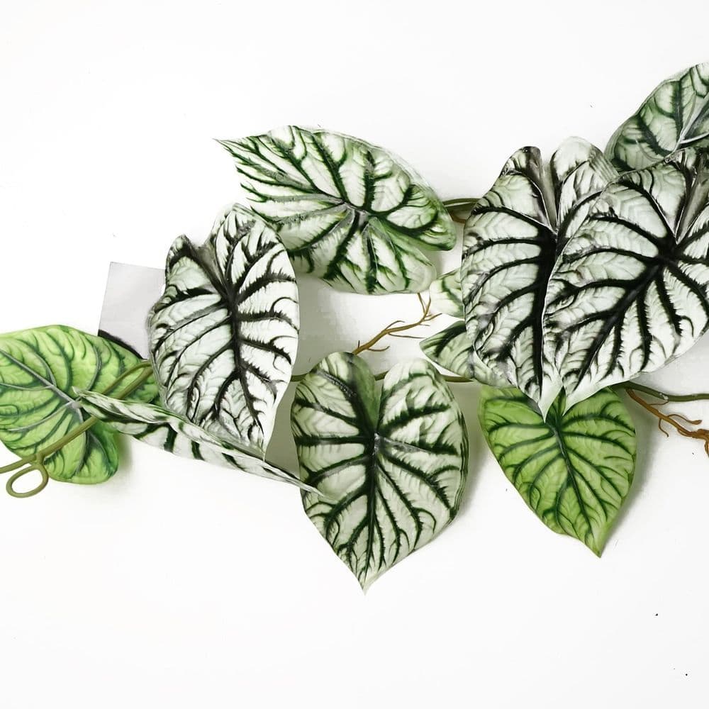 image-6 x 120cm Artificial Hanging Trailing Plant Alocasia Dragon Scale Light