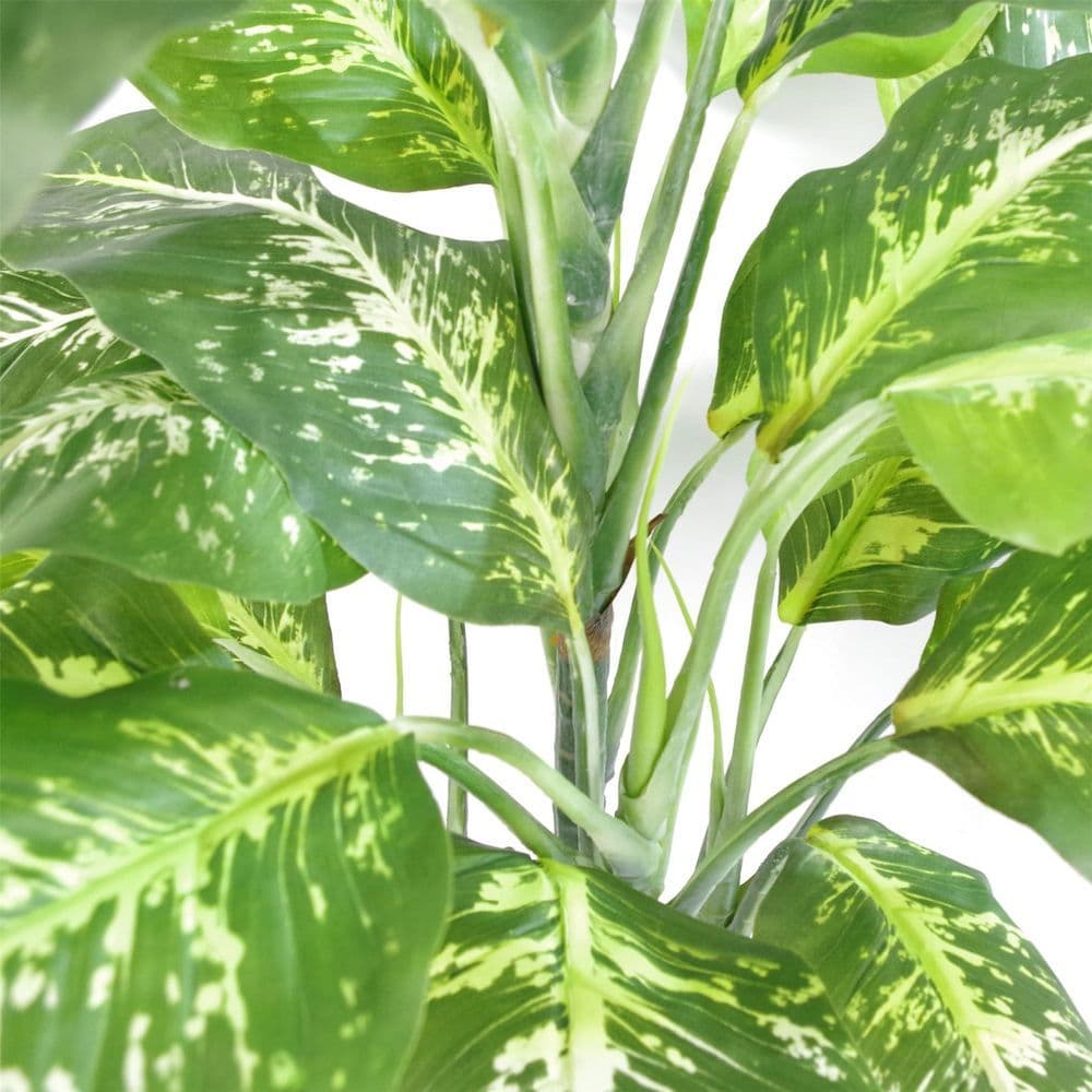 image-100cm Large Fox's Aglaonema (Spotted Evergreen) Tree Artificial Plant with Silver Metal Planter