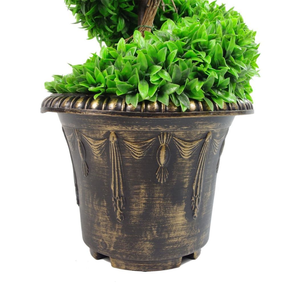 image-120cm Green Large Leaf Spiral with Decorative Planter