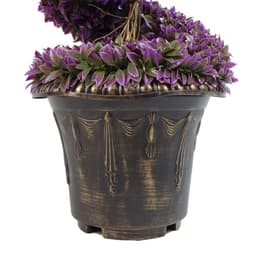 image-120cm Pair of Purple Large Leaf Spiral Topiary Trees with Decorative Planters