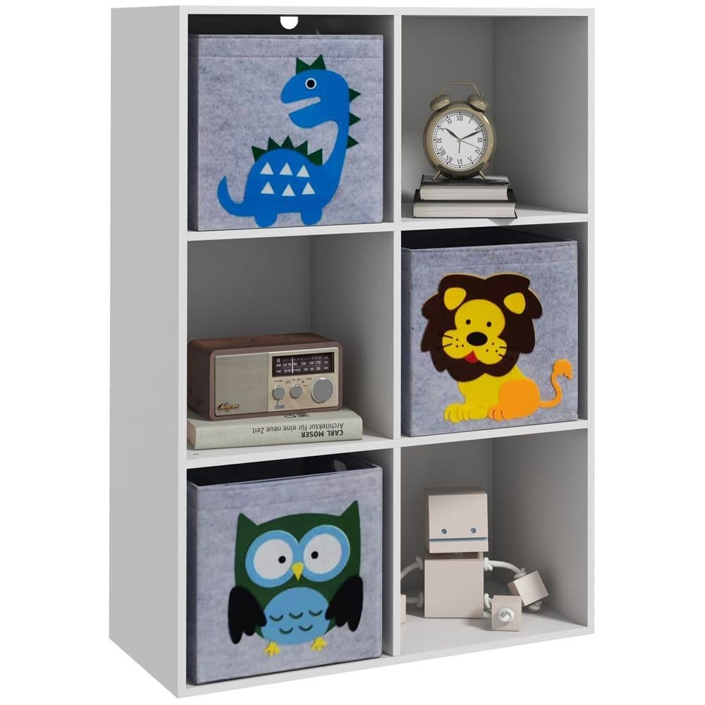 image-ZONEKIZ Toy Organiser with Three Non-Woven Fabric Drawers for Bedroom - White