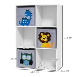 image-ZONEKIZ Toy Organiser with Three Non-Woven Fabric Drawers for Bedroom - White