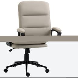 image-Vinsetto PU Leather Office Chair for Home with Arm, Adjustable Height, Grey