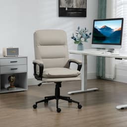 image-Vinsetto PU Leather Office Chair for Home with Arm, Adjustable Height, Grey
