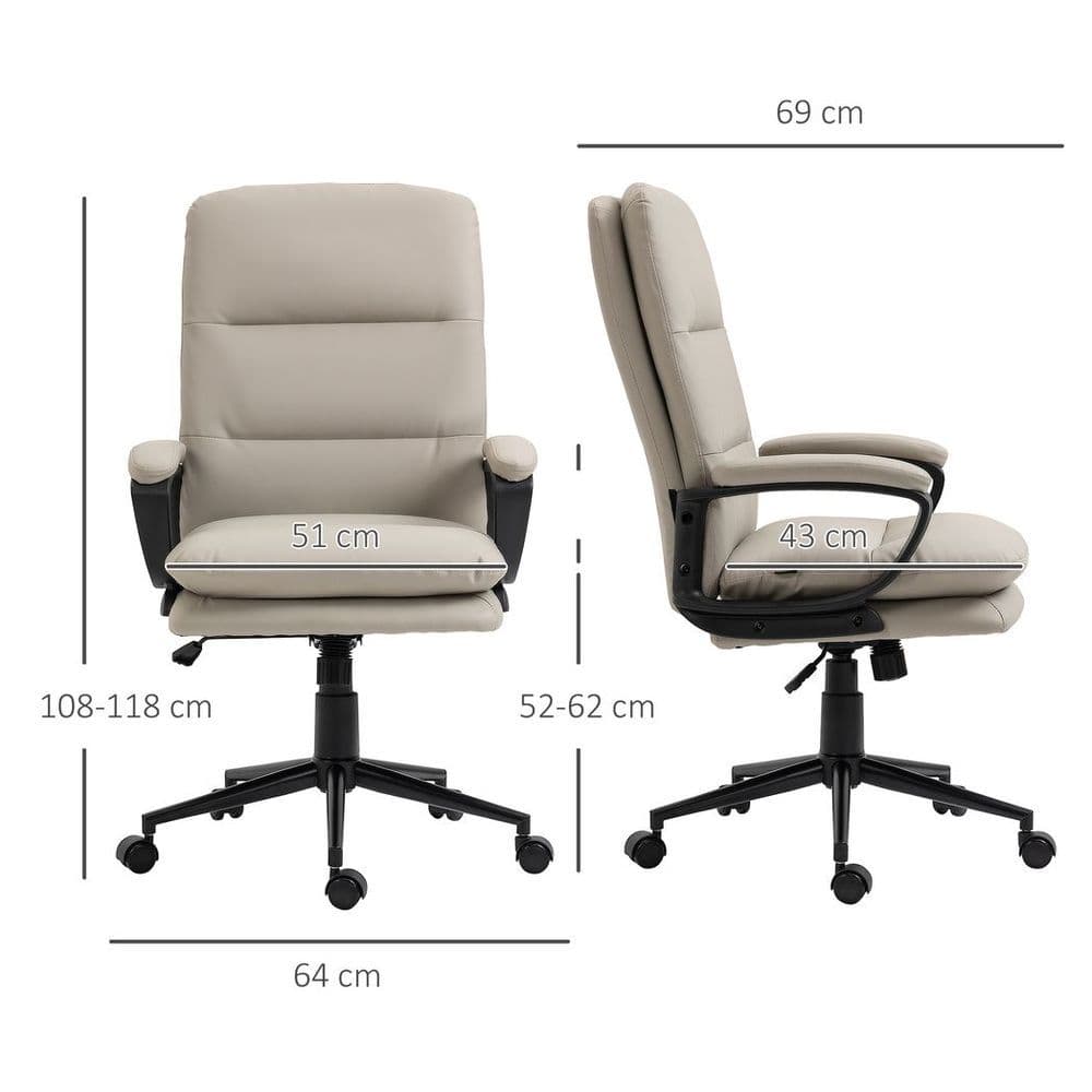 image-Vinsetto PU Leather Office Chair for Home with Arm, Adjustable Height, Grey