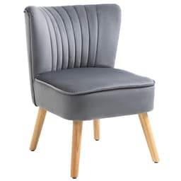 image-HOMCOM Velvet Accent Chair Occasional Tub Chair for Living Room Bedroom Grey