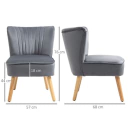 image-HOMCOM Velvet Accent Chair Occasional Tub Chair for Living Room Bedroom Grey