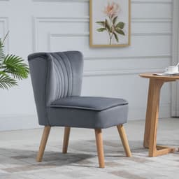 image-HOMCOM Velvet Accent Chair Occasional Tub Chair for Living Room Bedroom Grey