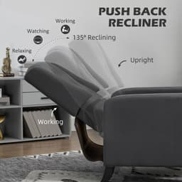 image-HOMCOM Button Tufted Microfibre Cloth Recliner Armchair for Living Room, Grey