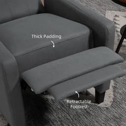 image-HOMCOM Button Tufted Microfibre Cloth Recliner Armchair for Living Room, Grey