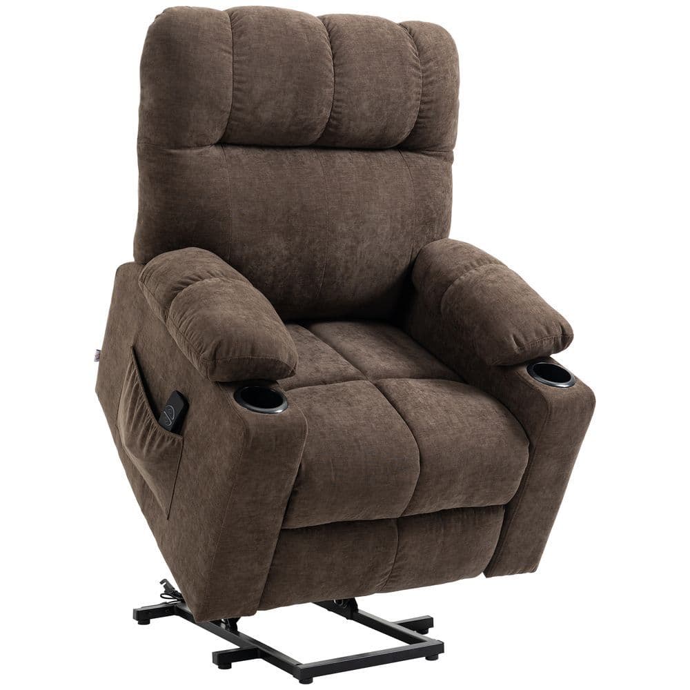 image-HOMCOM Heavy Duty Riser and Recliner Chair Lift Chair for the Elderly, Brown
