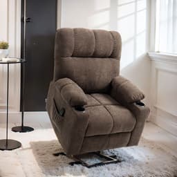 image-HOMCOM Heavy Duty Riser and Recliner Chair Lift Chair for the Elderly, Brown