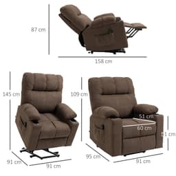 image-HOMCOM Heavy Duty Riser and Recliner Chair Lift Chair for the Elderly, Brown