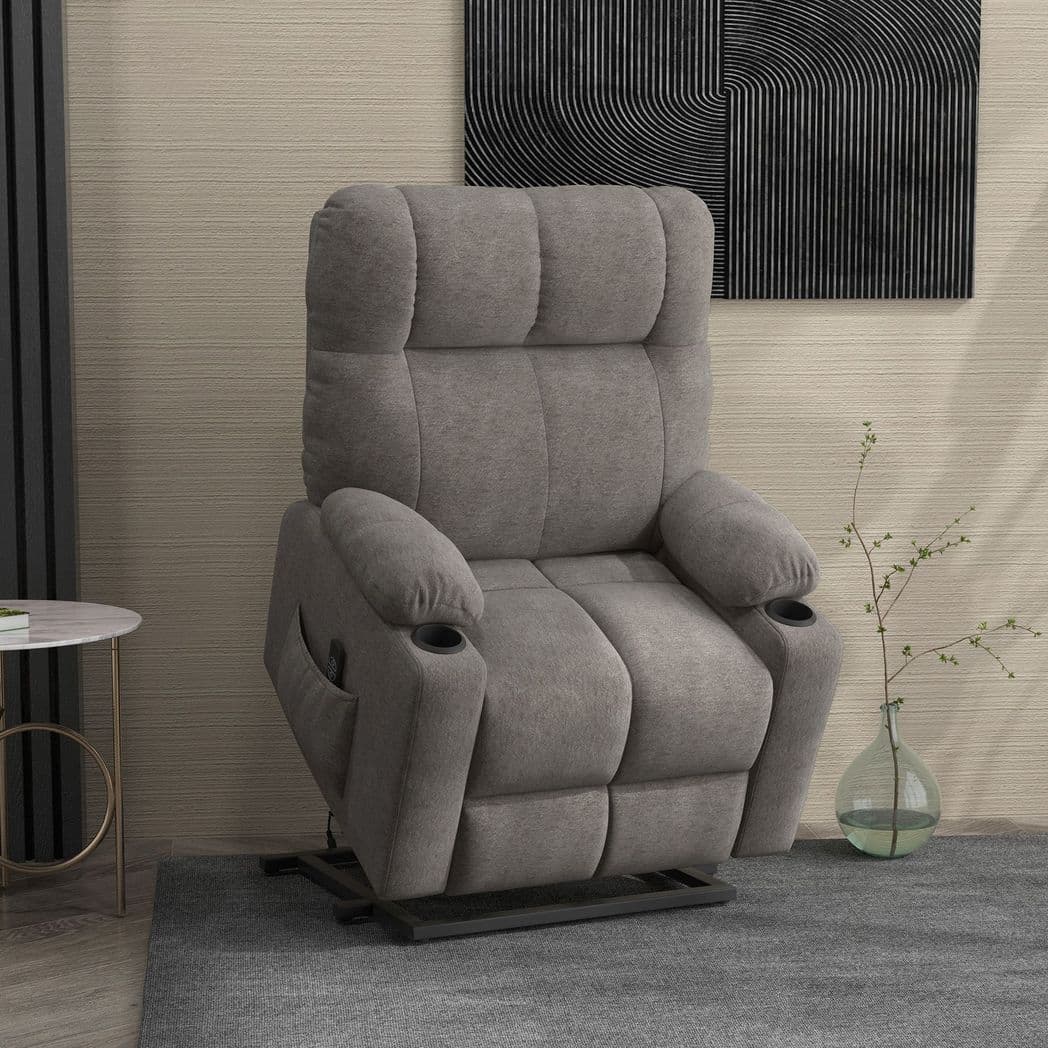 image-HOMCOM Heavy Duty Riser and Recliner Chair Lift Chair for the Elderly, Grey