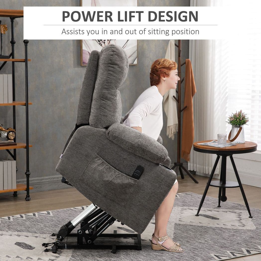 image-HOMCOM Heavy Duty Riser and Recliner Chair Lift Chair for the Elderly, Grey
