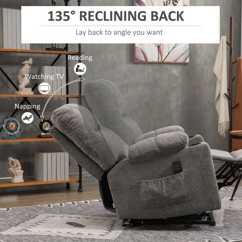 image-HOMCOM Heavy Duty Riser and Recliner Chair Lift Chair for the Elderly, Grey