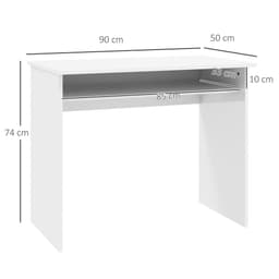 image-HOMCOM Computer Desk Writing Table Study Workstation Storage High Gloss White