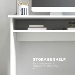 image-HOMCOM Computer Desk Writing Table Study Workstation Storage High Gloss White