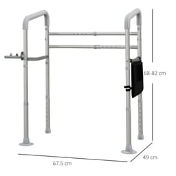 image-HOMCOM Adjustable Toilet Safety Frame with Additional Rubber Tips Storage