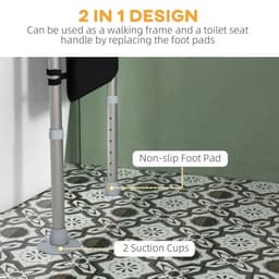 image-HOMCOM Adjustable Toilet Safety Frame with Additional Rubber Tips Storage