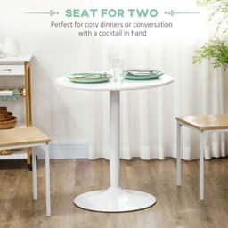image-HOMCOM Round Dining Table with Steel Base, Non-slip Pad for Living Room