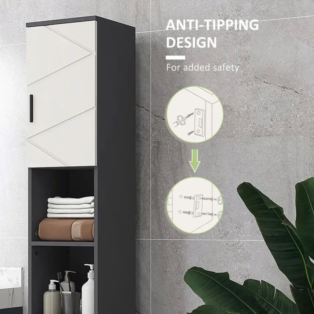 image-kleankin Tall Bathroom Storage Cabinet, Slim Bathroom Cabinet with Soft Close