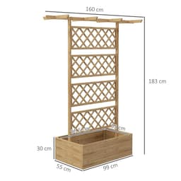 image-Outsunny Wooden Trellis Planter, Raised Garden Bed for Climbing Plants, Natural