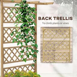 image-Outsunny Wooden Trellis Planter, Raised Garden Bed for Climbing Plants, Natural