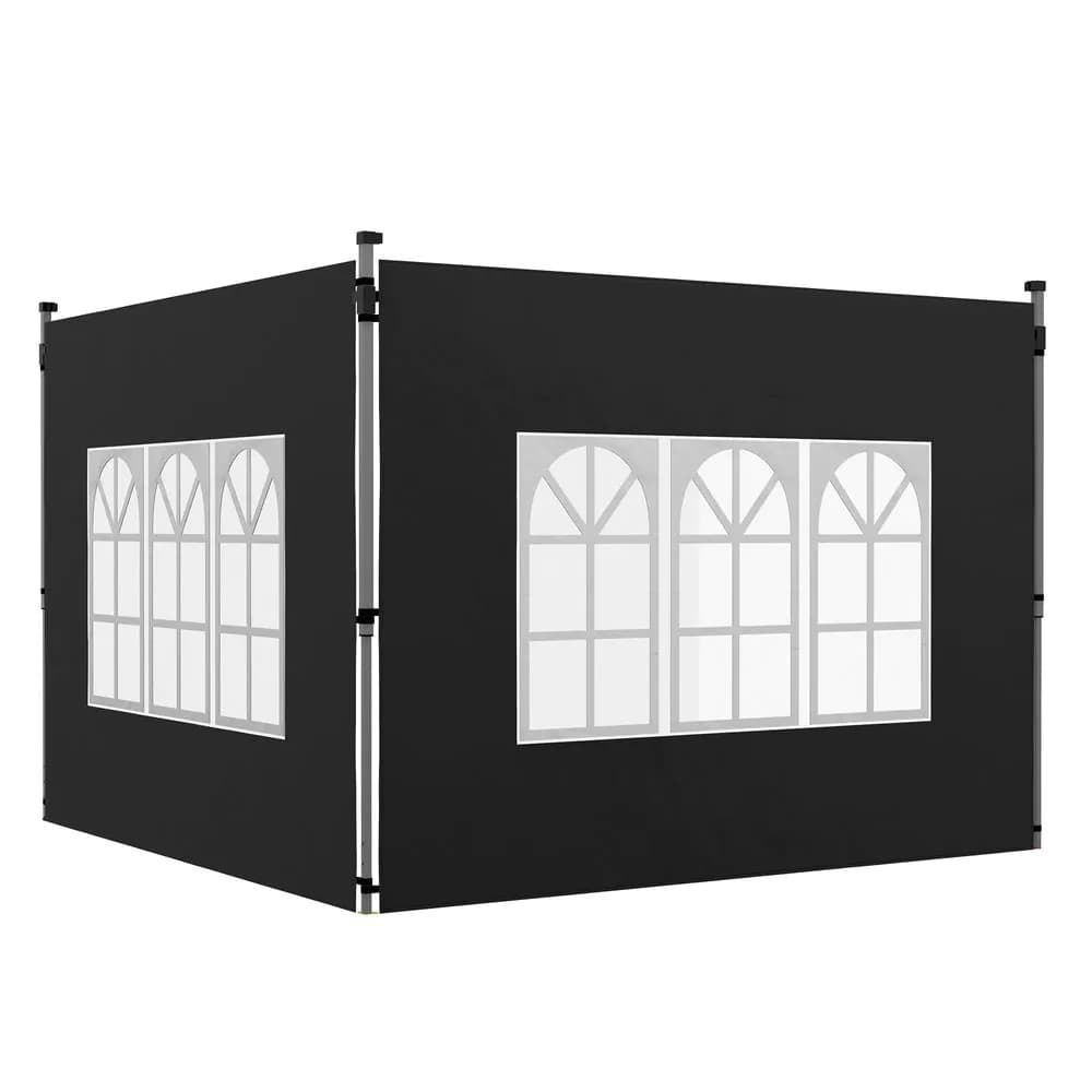 image-Outsunny Gazebo Side Panels for 3x3(m) or 3x4m Pop Up Gazebo, 2 Pack, Black