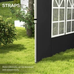 image-Outsunny Gazebo Side Panels for 3x3(m) or 3x4m Pop Up Gazebo, 2 Pack, Black