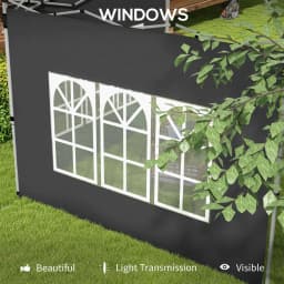 image-Outsunny Gazebo Side Panels for 3x3(m) or 3x4m Pop Up Gazebo, 2 Pack, Black