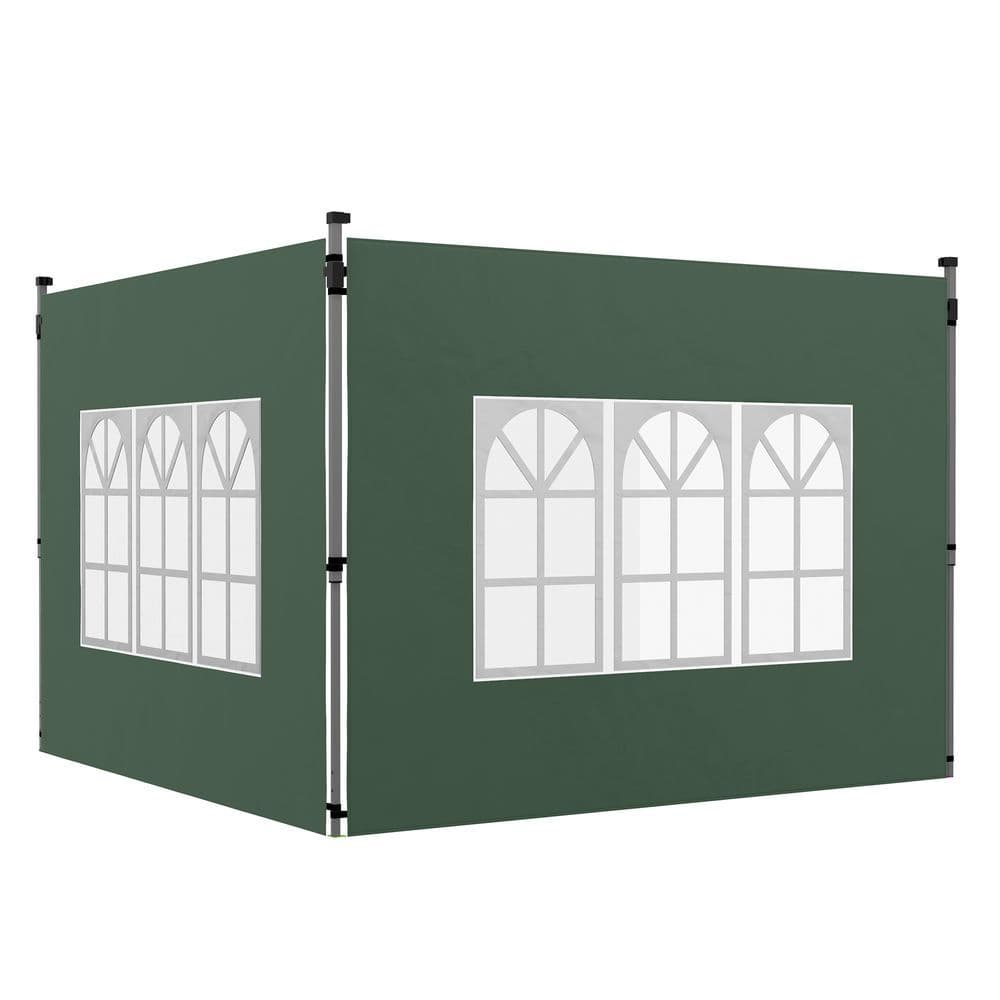 image-Outsunny Gazebo Side Panels for 3x3(m) or 3x4m Pop Up Gazebo, 2 Pack, Green
