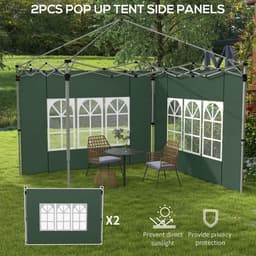 image-Outsunny Gazebo Side Panels for 3x3(m) or 3x4m Pop Up Gazebo, 2 Pack, Green