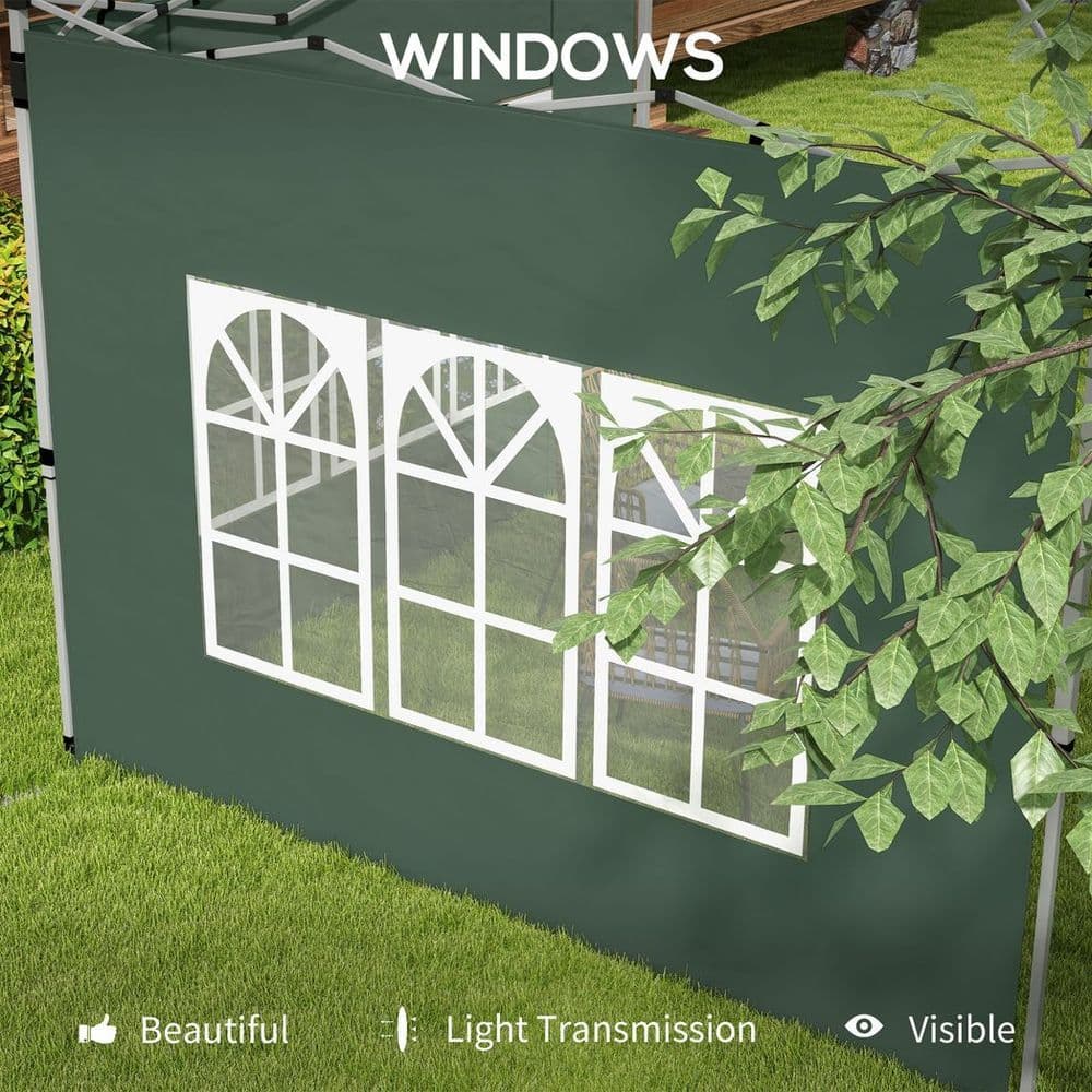 image-Outsunny Gazebo Side Panels for 3x3(m) or 3x4m Pop Up Gazebo, 2 Pack, Green