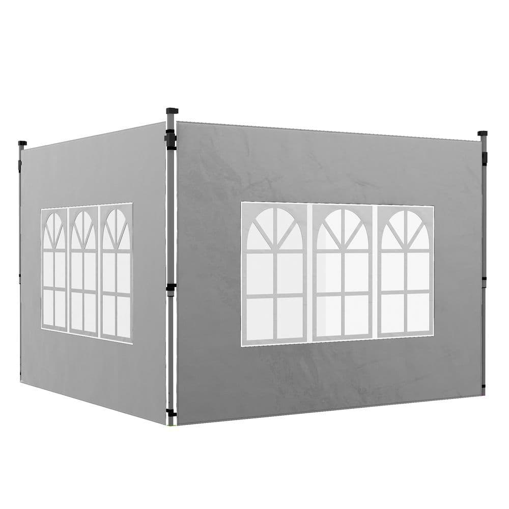 image-Outsunny Gazebo Side Panels for 3x3(m) or 3x4m Pop Up Gazebo, 2 Pack, Grey