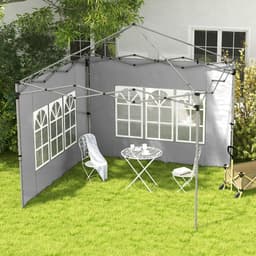image-Outsunny Gazebo Side Panels for 3x3(m) or 3x4m Pop Up Gazebo, 2 Pack, Grey