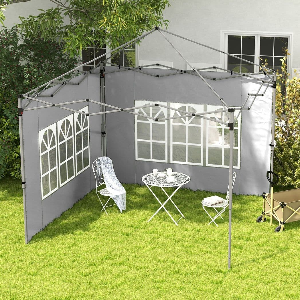 image-Outsunny Gazebo Side Panels for 3x3(m) or 3x4m Pop Up Gazebo, 2 Pack, Grey