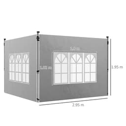 image-Outsunny Gazebo Side Panels for 3x3(m) or 3x4m Pop Up Gazebo, 2 Pack, Grey