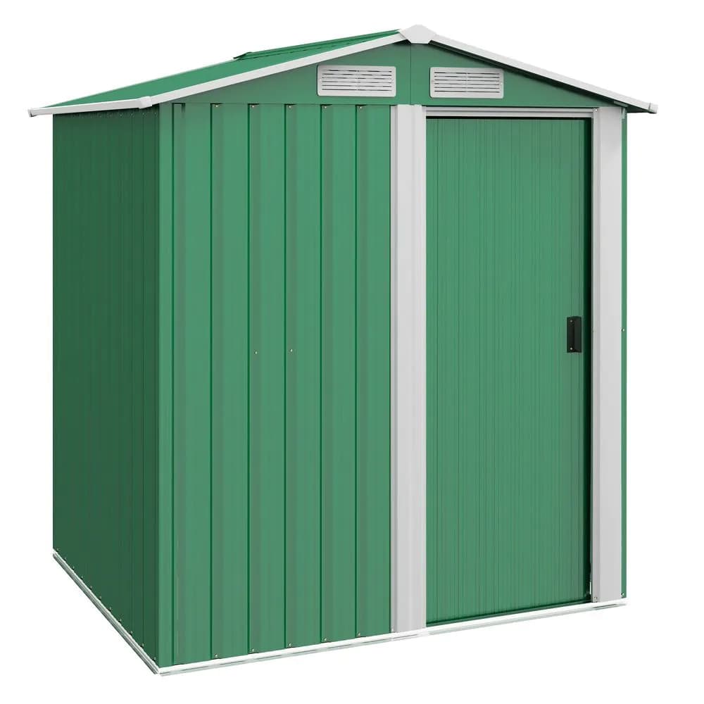image-Outsunny 5ft x 4.3ft Outdoor Metal Storage Shed with Sliding Door Sloped Roof