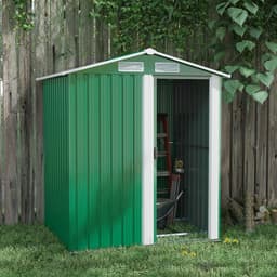 image-Outsunny 5ft x 4.3ft Outdoor Metal Storage Shed with Sliding Door Sloped Roof