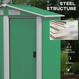 image-Outsunny 5ft x 4.3ft Outdoor Metal Storage Shed with Sliding Door Sloped Roof