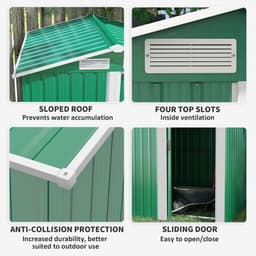 image-Outsunny 5ft x 4.3ft Outdoor Metal Storage Shed with Sliding Door Sloped Roof