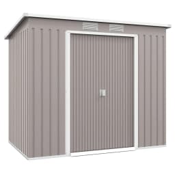 image-Outsunny 7 x 4ft Metal Garden Storage Shed w/ Double Door & Ventilation Grey