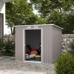 image-Outsunny 7 x 4ft Metal Garden Storage Shed w/ Double Door & Ventilation Grey