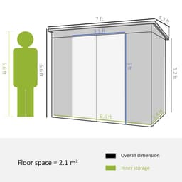 image-Outsunny 7 x 4ft Metal Garden Storage Shed w/ Double Door & Ventilation Grey