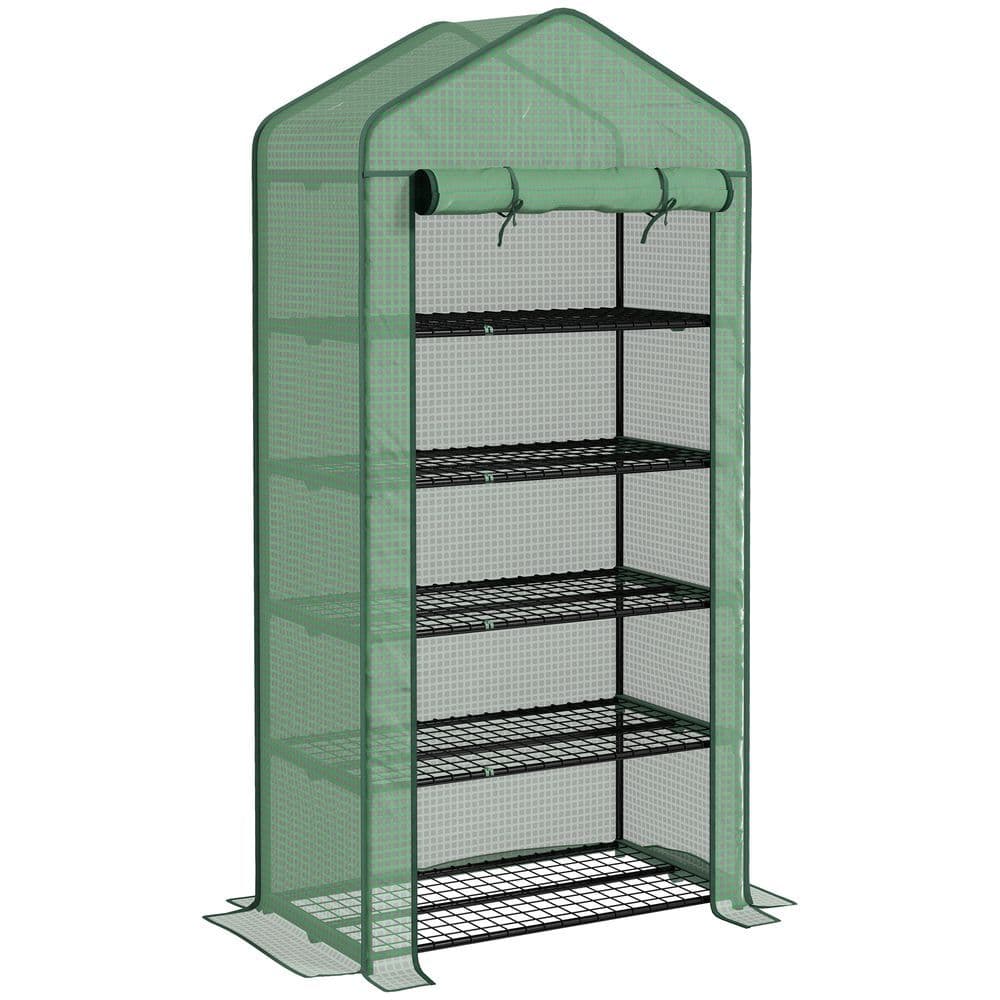 image-Outsunny Widened Mini Greenhouse 5 Tier Green House, 193H x 90W x 49Dcm, Green