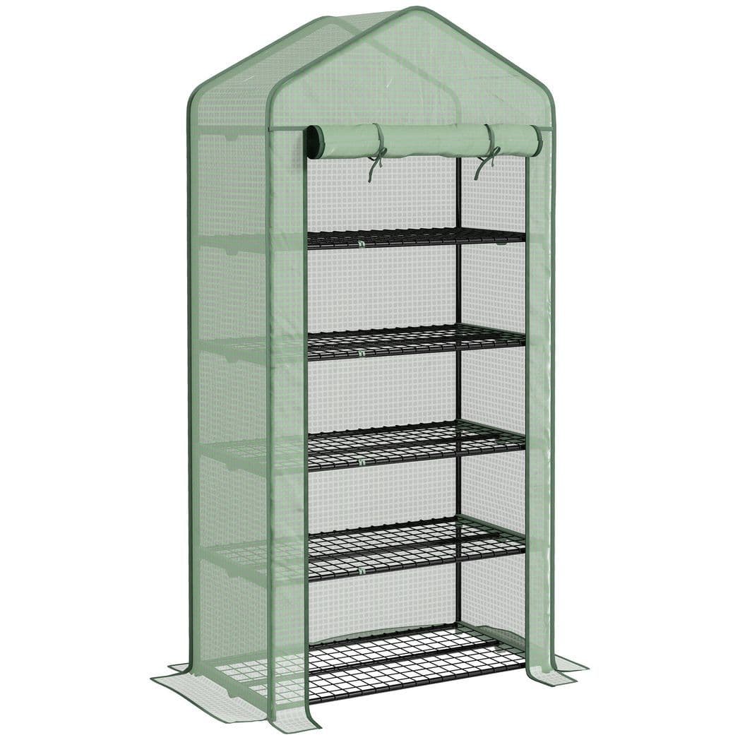 image-Outsunny Widened Mini Greenhouse 5 Tier Green House, 193H x 90W x 49Dcm, Green