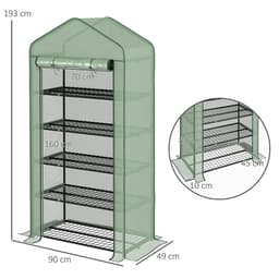image-Outsunny Widened Mini Greenhouse 5 Tier Green House, 193H x 90W x 49Dcm, Green